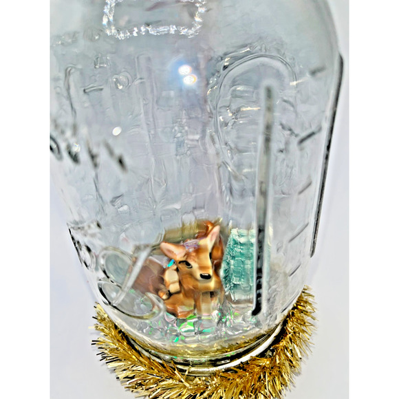Vtg Ceramic Deer Bell Jar Diorama Decor It's like Christmas magic in here! OOAK - Picture 16 of 16